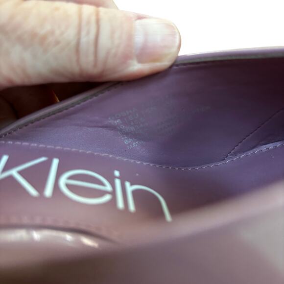 Calvin Klein "Gosha" purple lavender suede & patent leather high heel mules 10M - Picture 5 of 13